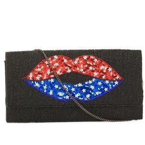 💙👄❤️NWT-NATASHA Americana Beaded Sparkly Clutch/Crossbody💙👄❤️